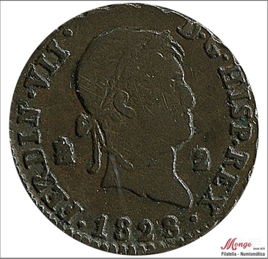 España - 1828 - Fernando VII - Nº 01728 - EBC- / XF- - 2 Maravedis 1828 Segovia Cu