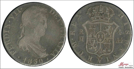 España - 1830 - Fernando VII - Nº 00761 - BC / MBC - 4 Reales 1830 AJ Madrid / 13,45 gr. plata - Rarísimo