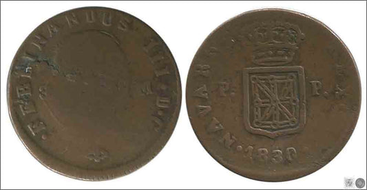 España - 1830 - Fernando VII - Nº 01646 - Cara y Cruz - BC / MBC- - 3 Maravedis 1830 Pamplona / Fernando III