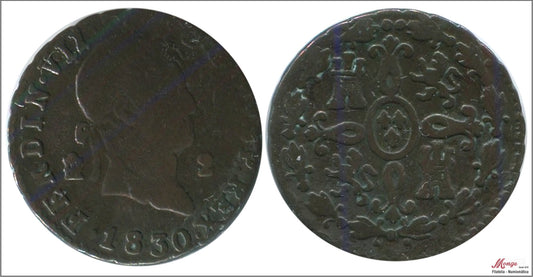 España - 1830 - Fernando VII - Nº 01730 - BC / F - 2 Maravedis 1830 Segovia Cu