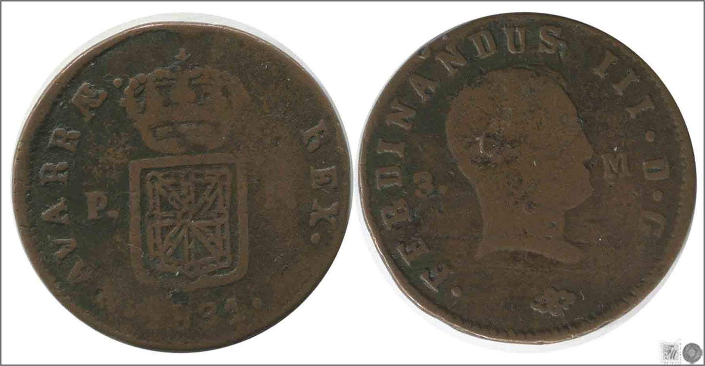 España - 1831 - Fernando VII - Nº 01647 - Buena conservación - BC / F - 3 Maravedis 1831 Pamplona / Fernando III