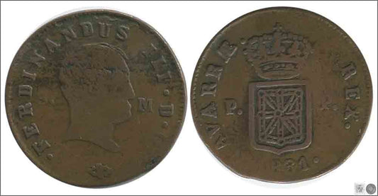 España - 1831 - Fernando VII - Nº 01647 - Muy Buena conservación menos - MBC - / VF- - 3 Maravedis 1831 Pamplona / Fernando III