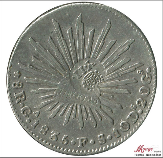 España - 1831 - Isabel II - Nº CL451 KM129 - MBC / VF - 1 Peso Resello Filipinas Y II 1834-1837 sobre Mexico 8 Reales Guadalajar