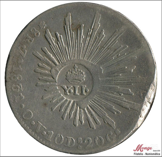 España - 1831 - Isabel II - Nº CL451 KM129 - MBC - / VF- - 1 Peso Resello Filipinas Y II 1834-1837 sobre Mexico 8 Reales Zacatec