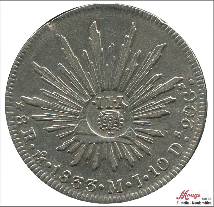 España - 1833 - Isabel II - Nº CL451 KM129 - MBC / VF - 1 Peso Resello Filipinas Y II 1834-1837 sobre Mexico 8 Reales Mexico MS