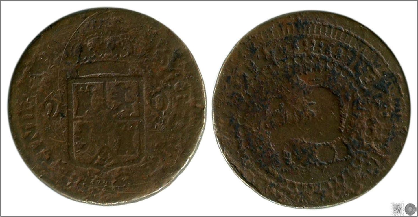 España - 1835 - Isabel II - Nº 00115 - Buena conservación - BC / F - 2 Cuartos 1835 Manila / Fecha unica, RARISIMA