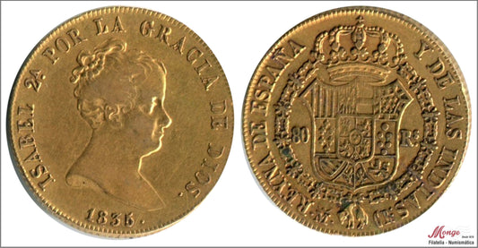 España - 1835 - Isabel II - Nº 00600 - MBC / VF - 80 Reales 1835 CR Madrid / 6,80 gr. oro