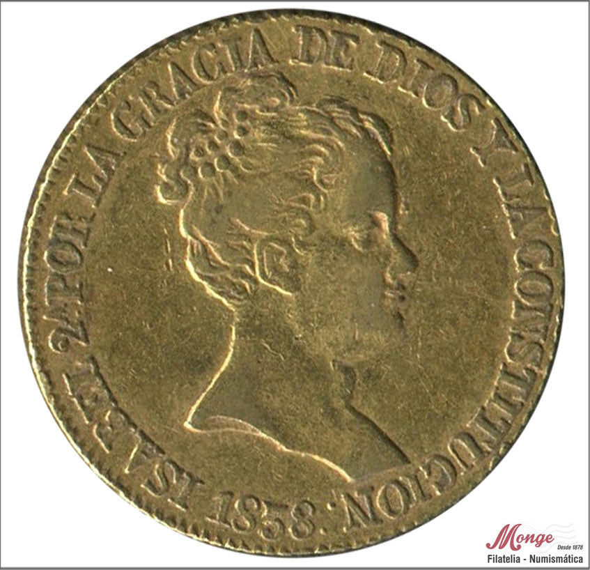 España - 1838 - Isabel II - Nº 00579 - MBC / MBC+ - 80 Reales 1838 Barcelona PS 6,75 gr. oro