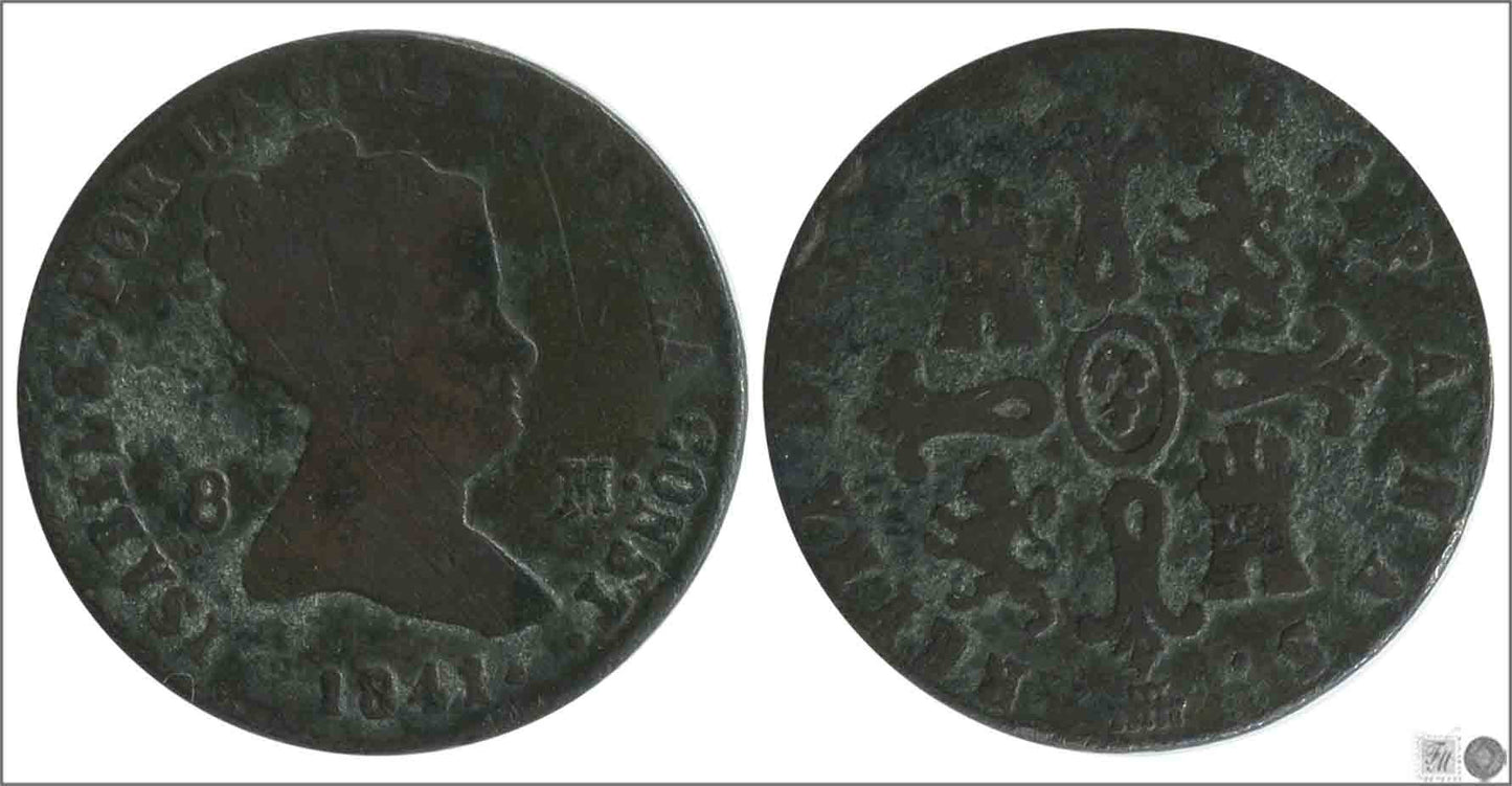 España - 1841 - Isabel II - Nº 00183 - RC/ BC- - 8 Maravedis 1841 Segovia Cu