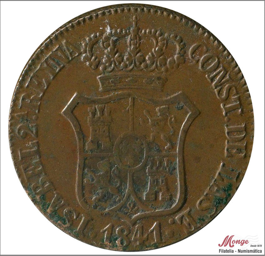 España - 1841 - Isabel II - Nº 00201 - MBC - / VF- - 6 Quartos 1841 Cataluña Cu