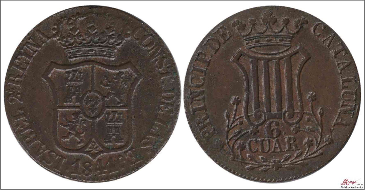 España - 1841 - Isabel II - Nº 00201 - S/C-/aUNC - 6 Quartos 1841 Cataluña Cu / Preciosa