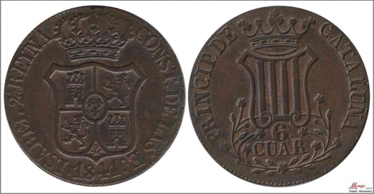 España - 1841 - Isabel II - Nº 00201 - S/C-/aUNC - 6 Quartos 1841 Cataluña Cu / Preciosa