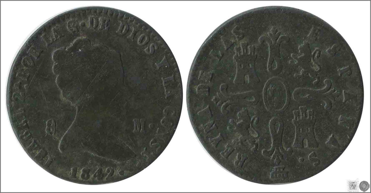 España - 1842 - Isabel II - Nº 00184 - BC- / BC - 8 Maravedis 1842 Segovia Cu