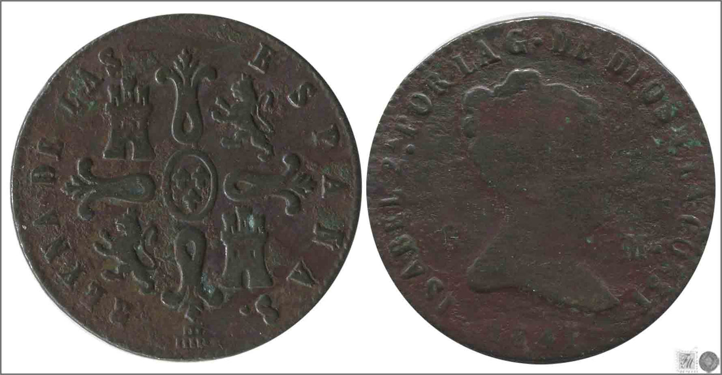 España - 1842 - Isabel II - Nº 00184 - RC/ BC - 8 Maravedis 1842 Segovia Cu