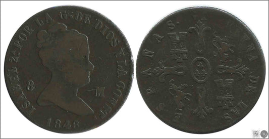 España - 1843 - Isabel II - Nº 00167 - BC / F - 8 Maravedis 1843 Jubia Cu