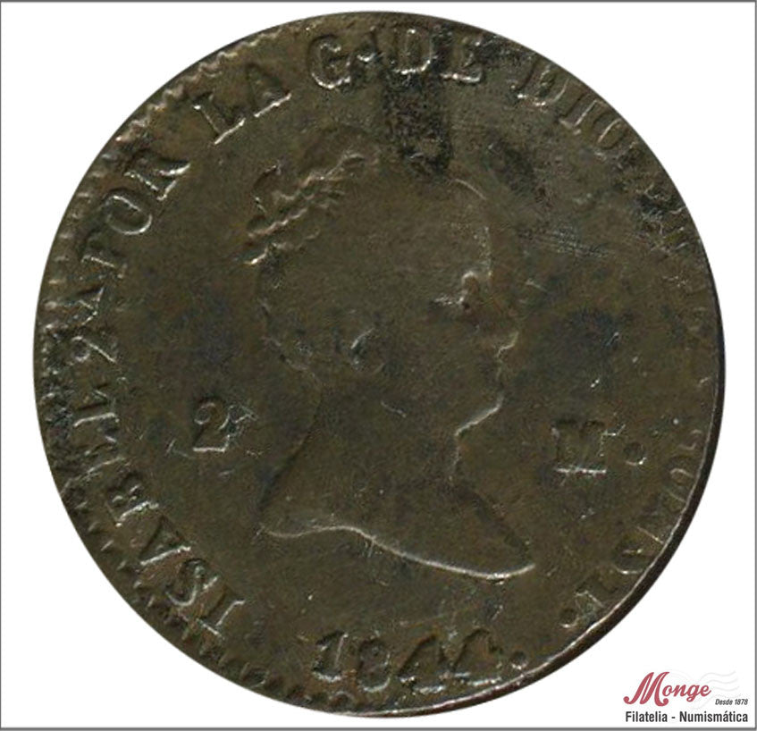 España - 1844 - Isabel II - Nº 00048 - MBC - / VF- - 2 Maravedis 1844 Segovia Cu