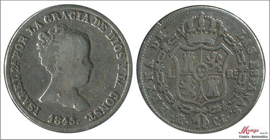 España - 1845 - Isabel II - Nº 00240 - MBC - / VF- - 1 Real 1845 CL Madrid Ag