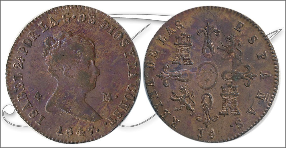 España - 1847 - Isabel II - Nº 00094 - Sin circular menos - S/C-/aUNC - 4 Maravedis 1847 Jubia Cu