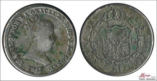 España - 1847 - Isabel II - Nº 00241 - BC / F - 1 Real 1847 CL Madrid Ag