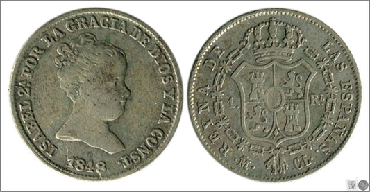 España - 1848 - Isabel II - Nº 00242 - Muy Buena conservación - MBC / VF - 1 Real 1848 CL Madrid Ag