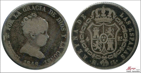 España - 1848 - Isabel II - Nº 00375 - BC- / BC - 4 Reales 1848 CL Madrid Ag