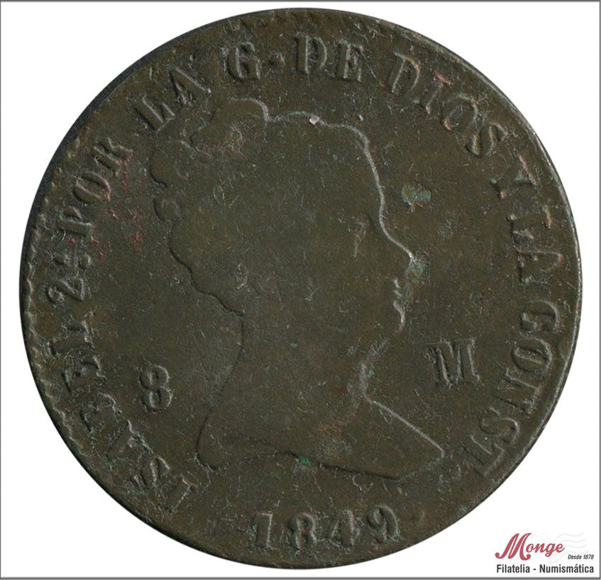 España - 1849 - Isabel II - Nº 00173 - BC- / F- - 8 Maravedis 1849 Jubia Cu