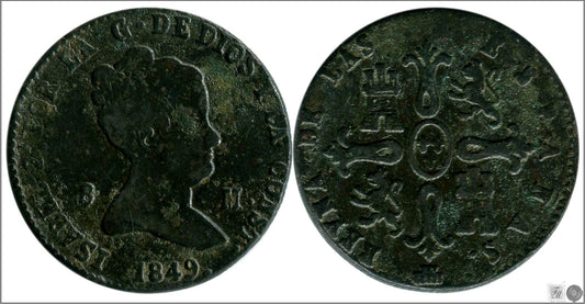 España - 1849 - Isabel II - Nº 00192 - Buena conservación mas - BC+ / F+ - 8 Maravedis 1849 Segovia Cu