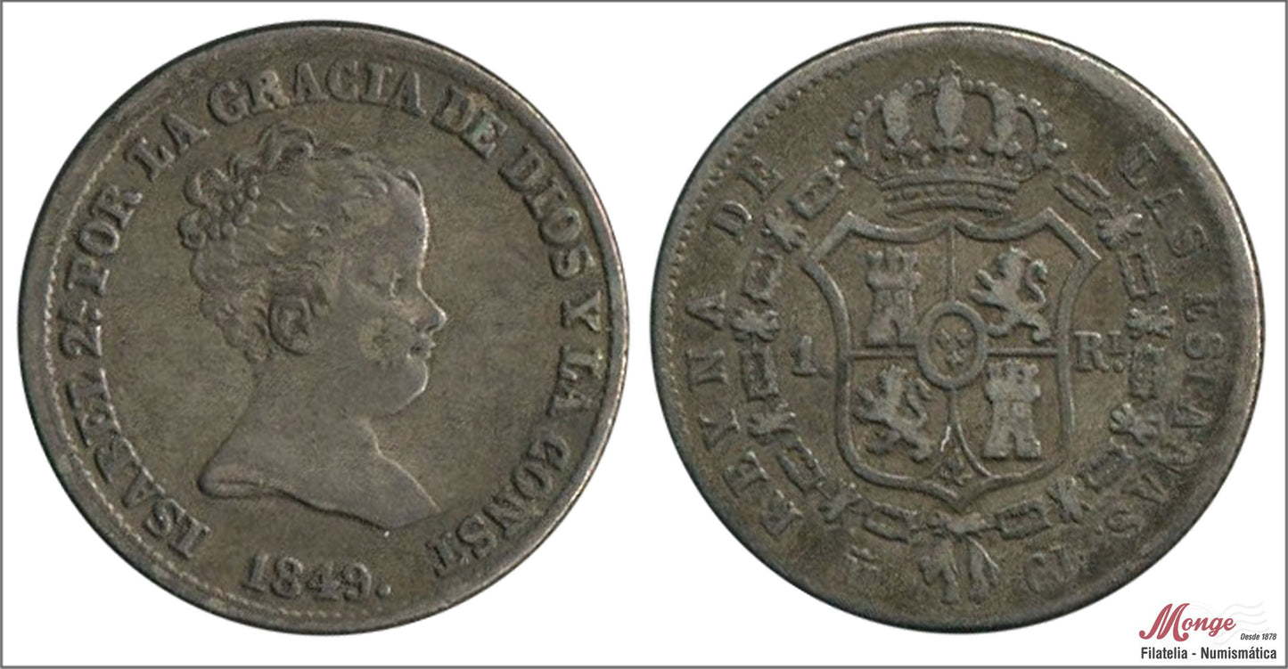 España - 1849 - Isabel II - Nº 00243 - MBC / VF - 1 Real 1849 CL Madrid Ag