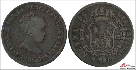 España - 1849 - Isabel II - Nº 00300 - BC / F - 2 Reales 1849 CL Madrid Ag