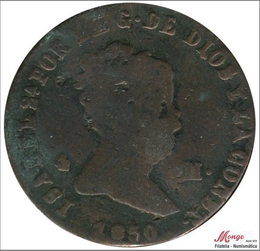 España - 1850 - Isabel II - Nº 00097 - BC / F - 4 Maravedis 1850 Jubia Cu