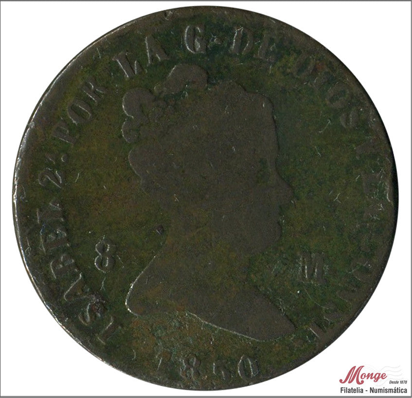 España - 1850 - Isabel II - Nº 00174 - BC- / F- - 8 Maravedis 1850 Jubia Cu