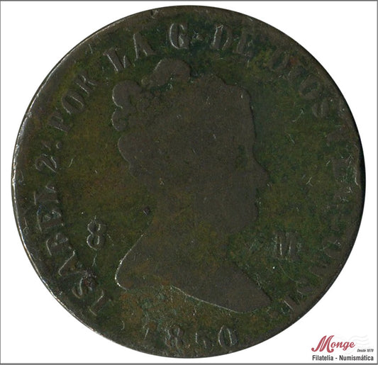 España - 1850 - Isabel II - Nº 00174 - BC- / F- - 8 Maravedis 1850 Jubia Cu