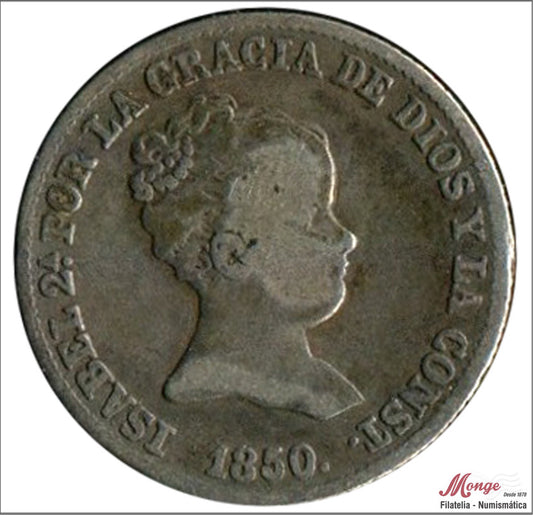 España - 1850 - Isabel II - Nº 00249 - BC+ / F+ - 1 Real 1850 RD Sevilla Ag.