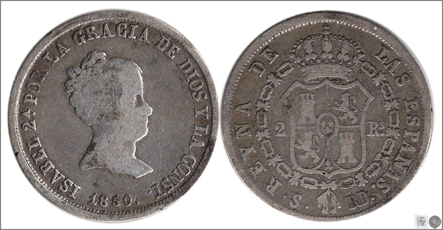 España - 1850 - Isabel II - Nº 00249 - Cara y Cruz - BC+ / MBC - 1 Real 1850 RD Sevilla Ag