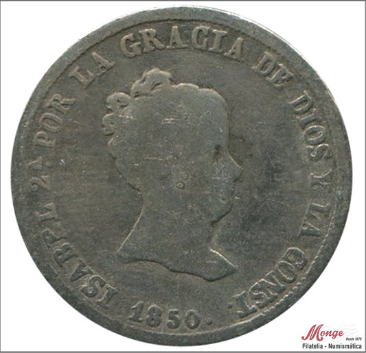 España - 1850 - Isabel II - Nº 00306 - BC- / F- - 2 Reales 1850 RD Sevilla Ag