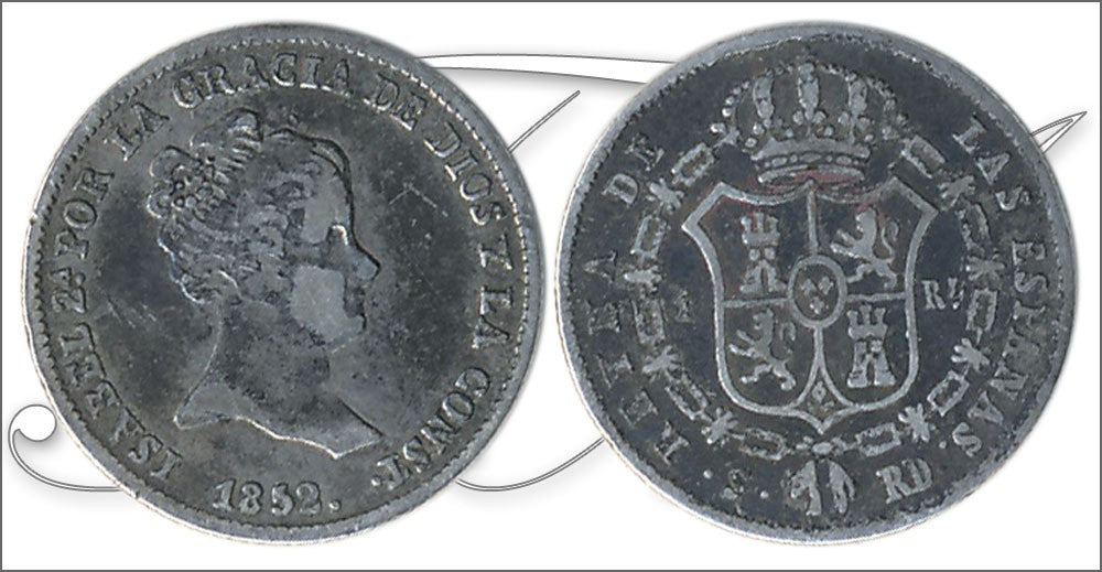 España - 1852 - Isabel II - Nº 00251 - Muy Buena conservación menos - MBC - / VF- - 1 Real 1852 Sevilla RD Ag