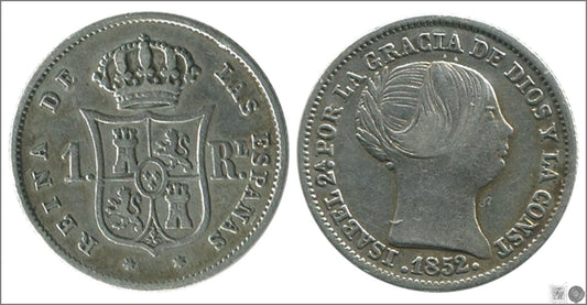 España - 1852 - Isabel II - Nº 00256 - Excelente conservacion menos - EBC- / XF- - 1 Real 1852 Madrid Ag