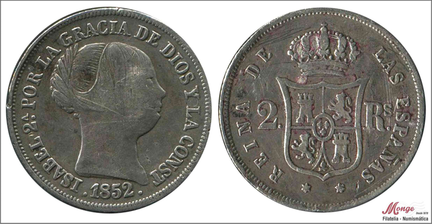 España - 1852 - Isabel II - Nº 00312 - MBC / VF - 2 Reales 1852 Madrid Ag