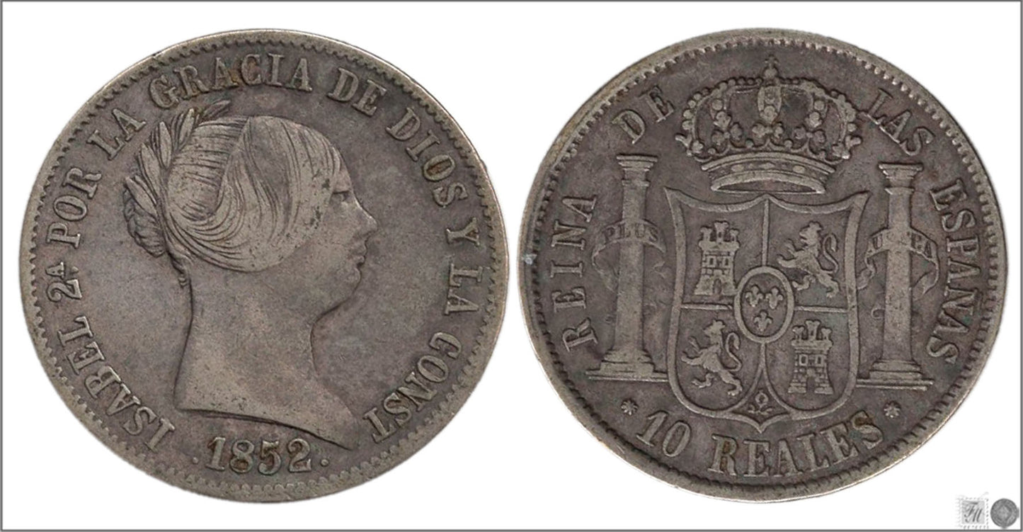 España - 1852 - Isabel II - Nº 00447 - MBC - / VF- - 10 Reales 1852 Barcelona Ag