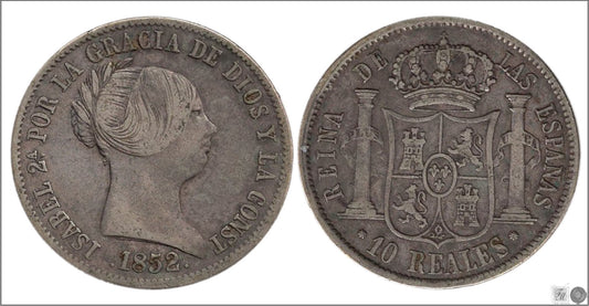 España - 1852 - Isabel II - Nº 00447 - MBC - / VF- - 10 Reales 1852 Barcelona Ag