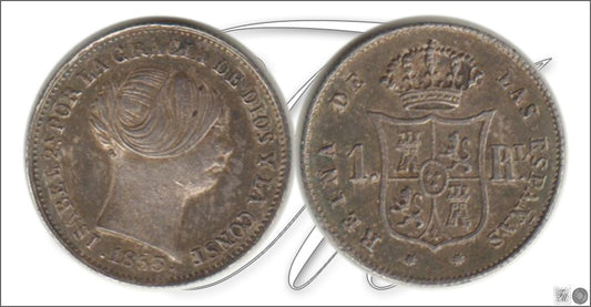 España - 1853 - Isabel II - Nº 00253 - Sin circular menos - S/C-/aUNC - 1 Real 1853 Barcelona Ag