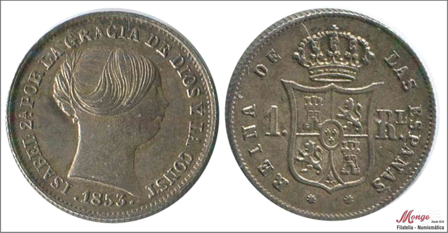 España - 1853 - Isabel II - Nº 00254 - EBC / XF - 1 Real 1853 Barcelona Ag