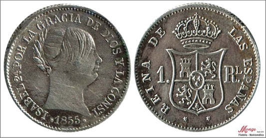 España - 1855 - Isabel II - Nº 00261 - MBC / EBC- - 1 Real 1855 Sevilla Ag