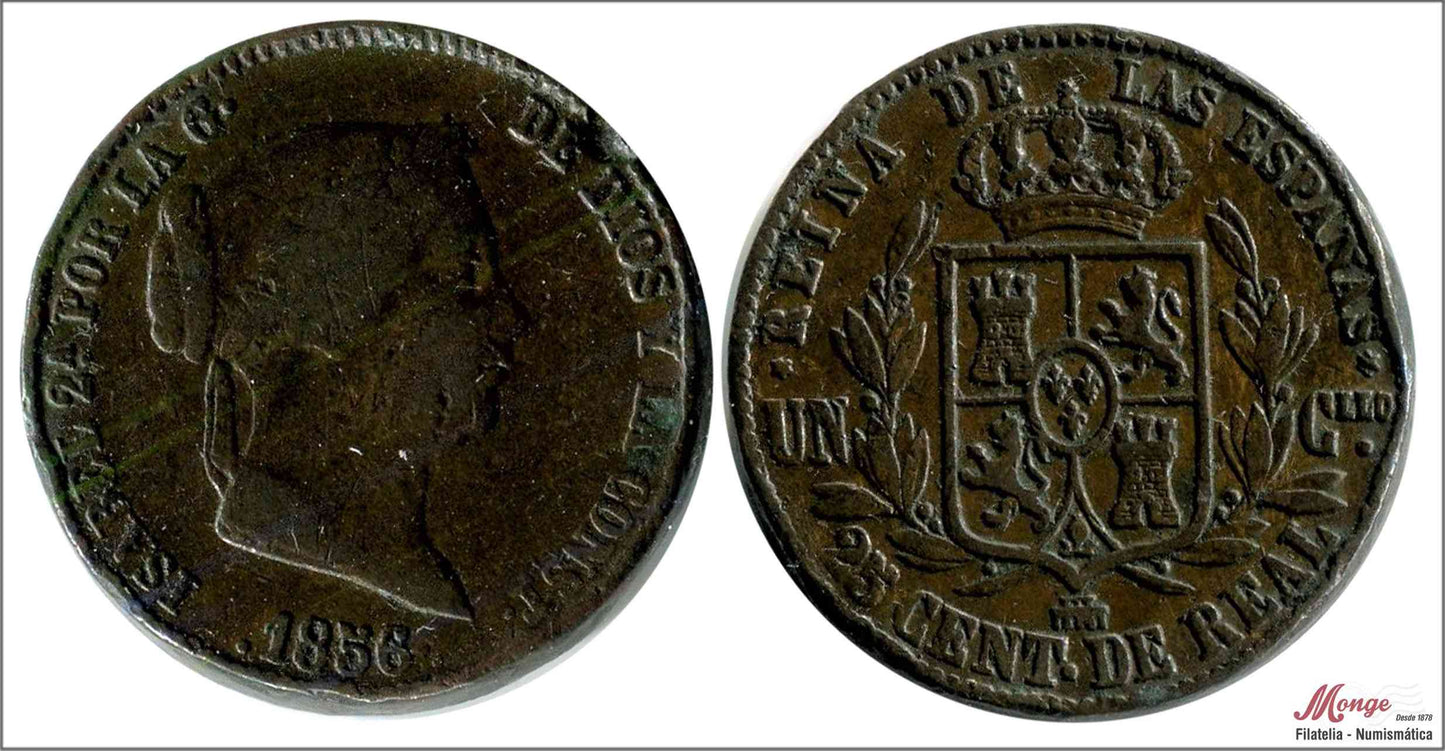 España - 1856 - Isabel II - Nº 00120 - BC / F - 25 Centimos de Real 1856 Segovia Cu