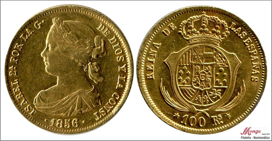 España - 1856 - Isabel II - Nº 00656 - EBC / XF - 100 Reales 1856 Madrid 8,40 gr. oro