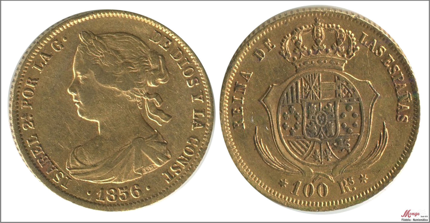 España - 1856 - Isabel II - Nº 00656 - MBC+ / VF+ - 100 Reales 1856 Madrid 8,40 gr. oro