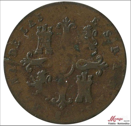 España - 1858 - Isabel II - Nº 00031 - BC- / F- - 2 Maravedis 1858 Barcelona Cu