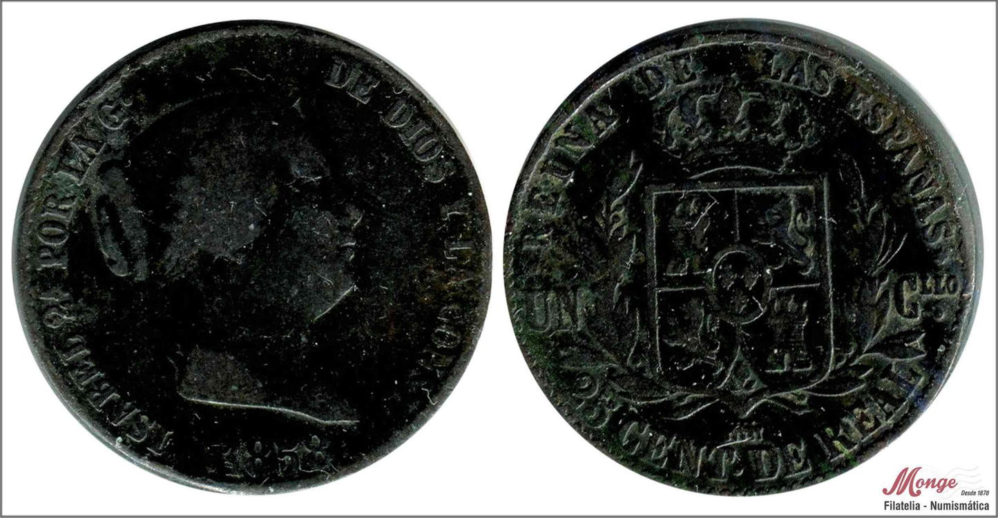 España - 1858 - Isabel II - Nº 00122 - BC / F - 25 Centimos de Real 1858 Segovia Cu