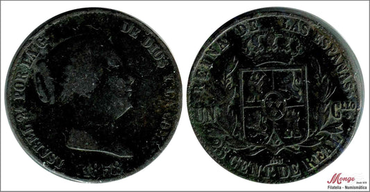 España - 1858 - Isabel II - Nº 00122 - BC / F - 25 Centimos de Real 1858 Segovia Cu