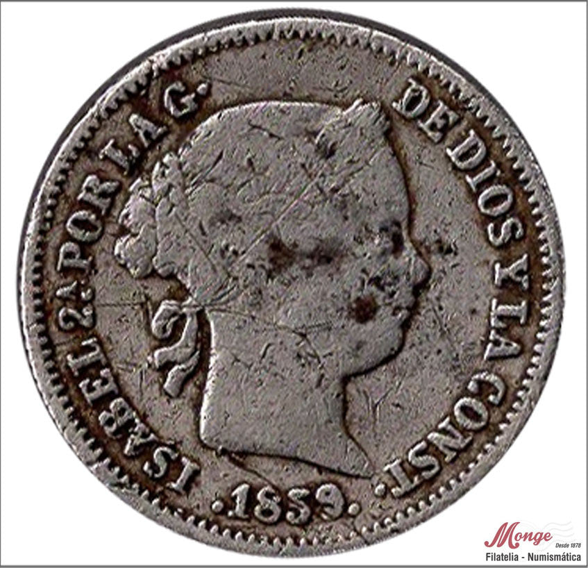 España - 1858 - Isabel II - Nº 00263 - BC / F - 1 Real 1858 Barcelona Ag